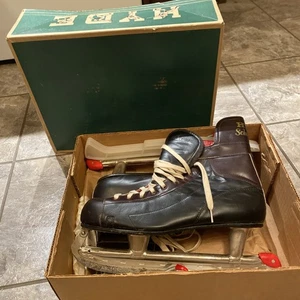 Vintage Hyde Black Leather Hockey Scholastic Skates~Mens Size 10 - Picture 1 of 24