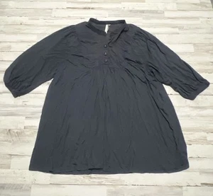 Old Navy Womens Plus XXL Gray Button Front Tunic Top Peasant Flowy Boho Hippie - Picture 1 of 11