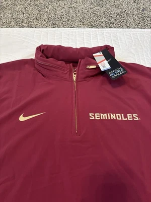 Nike FSU Coaches 1/4 Zip Hooded Short Sleeve Florida State Red Jacket Large NWT - Image 1 of 4