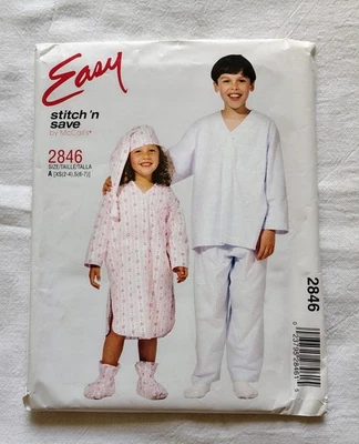 McCalls Stitch n Save 2846 Pattern Unisex Pajamas Child Sizes XS 2-4 & SM 6-7 - Image 1 of 2