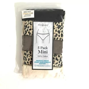 Primark ladies mini briefs 5 pack Leopard Print Size XS knickers - Picture 1 of 1
