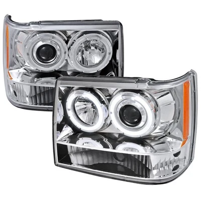 for 93-96 Jeep Grand Cherokee  Chrome Projector Halo Headlight + Corner Upgrade - Image 1 of 3