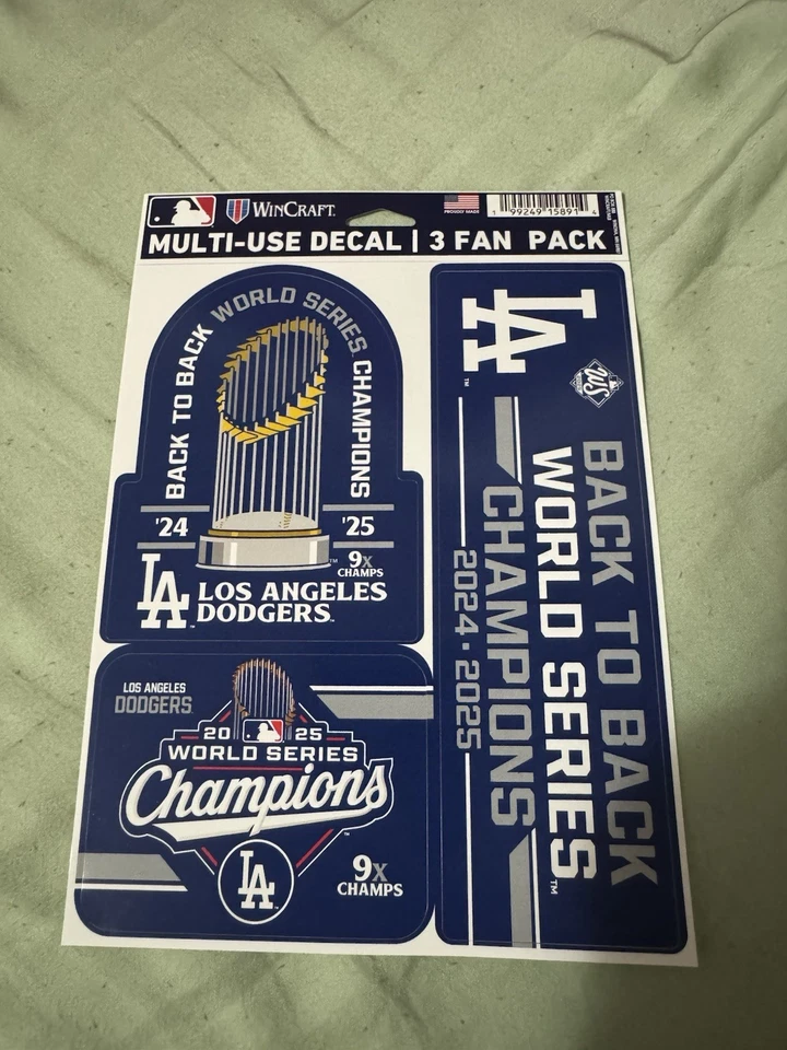 Los Angeles Dodgers 2025 World Series Champions 3 Pack Decsl Set MLB - Image 1 of 1