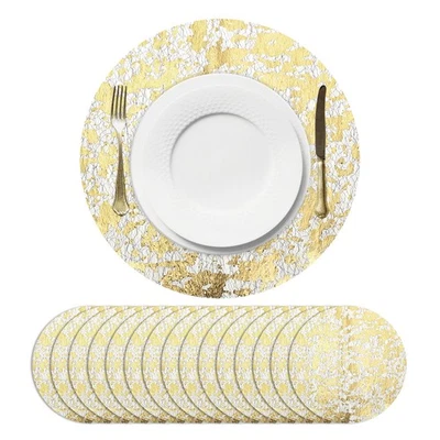 16 Stück schwarze runde Einweg-Tischsets, 13" Metallic-Glitzer-Folien-Netzmatten - Bild 1 von 4