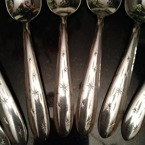 "7 cucharaditas Mar-crest MCM Atomic Starburst 6"" hechas en EE. UU. acero inoxidable 5 estrellas" - Imagen 1 de 5