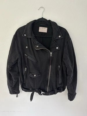 Chaqueta de Moto Tejida Free People We The Free Rebel XS Negra Hebilla Grunge Motociclista Gótica Foto 1 de 4