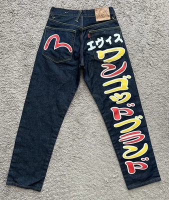Evisu Jeans Selvedge Men's Size 28 X 32 Denim Red Yellow Logo Japan See Details - Image 1 of 4
