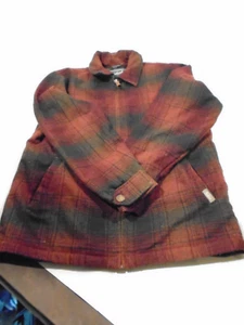 Woolrich Men's Med. Plaid Wool quilt Lined Jacket Red Black Lumberjack zip front - Picture 1 of 9