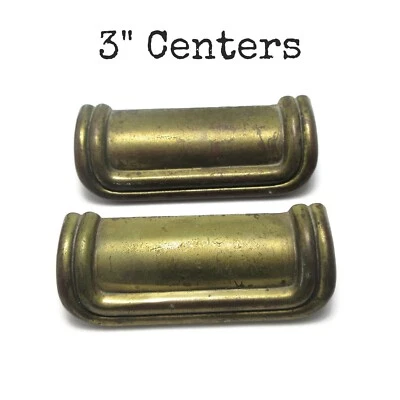 Pair of Vintage Drawer Pulls 3" centers Ornate Furniture Handles Industrial L52a - Image 1 of 4