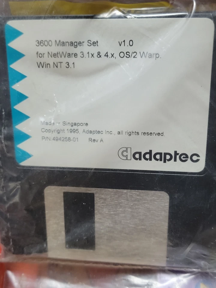 Adaptec 3600 Manager Set v1.0 for Netware 3.1x, OS/2 Warp, Win NT 3.1 (1995) New - Image 1 of 4