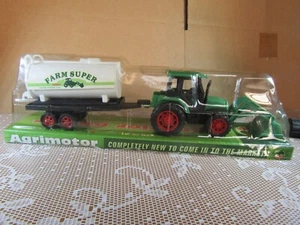 New Ray Tractor Friction + Tank Agrimotor Toy Plastic New + Box - Picture 1 of 9
