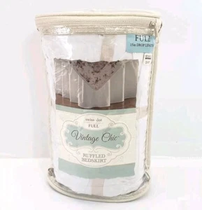 Shabby Chic Ruffled Bed Skirt FULL White Swiss Dot 15" Drop NEW - Picture 1 of 10