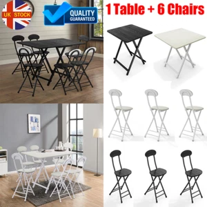 Folding Table with 2/4/6 Chair Patio Garden Bistro Set Space Saving Compact Unit - Picture 1 of 41