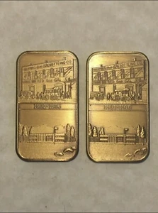 2 Coca Cola Columbus 75th Anniversary 1 oz Bronze Bar Types 1 & 2 (no silver) - Picture 1 of 2