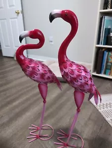 Metal Flamingo Garden Statues Red Flamingo Yard Art Outdoor Sculptures for Home - Picture 1 of 8