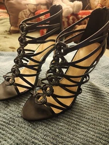 Jessica Simpson schwarze hohe Riemchenschuhe, neu ohne Etikett, Größe 7 1/2, super süß! - Bild 1 von 5