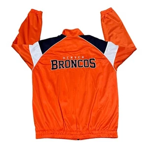 Denver Broncos NFL Orange Big Logo Full Zip Windbreaker Jacket Adult Size L - Picture 1 of 6