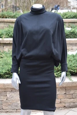 Новый с Ярлыками! $3290 YSL Saint Laurent большого размера длинная шерсть Джерси платье sz 38/6 США черный - Изображение 1 из 4