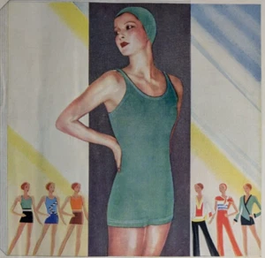 1931 Wolsey Bathing Suits Art Deco Original Print Ad UK Punch Mag 7.5x10.5" - Picture 1 of 2