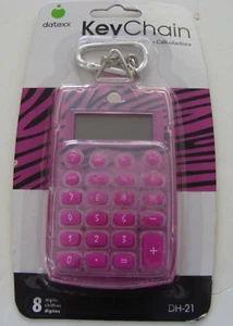 NEW SEALED Animal Print Datexx Calculator Keychain - DH 21 - Pink Zebra - Picture 1 of 5