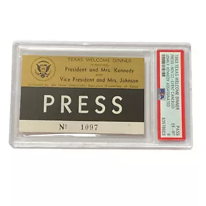 Insignia de prensa de cena de bienvenida de Texas 1963 del presidente John Kennedy asesinato PSA 6 - Imagen 1 de 4
