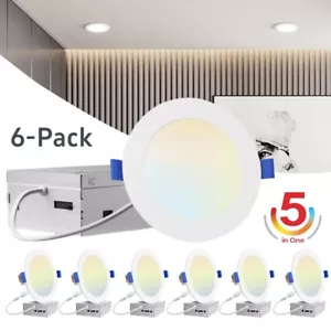 5CCT - 6" LED Recessed Ceiling Slim Panel Light with Junction Box - 12W 6 Pack - Picture 1 of 23