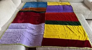Vintage Velvet And Raw Silk Patchwork Throw Blanket Xtra Large 76” X 86” - Picture 1 of 17