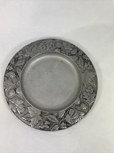 Longaberger 2001 Fall Leaves Acorn Berries Pewter Round Plate Serving Dish  - Picture 1 of 7