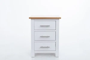 Oak Bedside Table 3 Storage Drawer Nightstand Cabinet Coffee Lamp Table -White - Picture 1 of 9