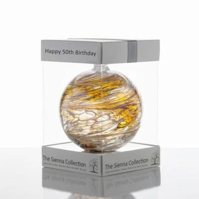 50th Birthday Gift Sienna Glass Hand Crafted Glass Ball Ornament Gift Present
