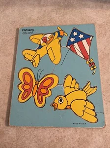 vintage playskool wooden puzzle ThingsThat Fly 4 Pieces - Picture 1 of 6