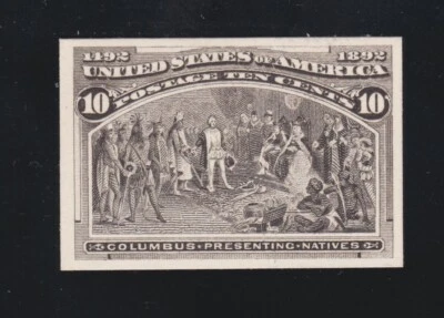 US 237P4 10c Columbian Exposition Proof on Card VF LH SCV $70 (24) - Image 1 of 2