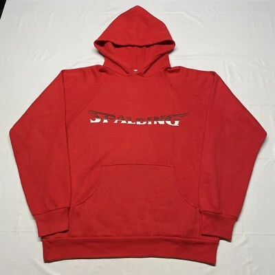 Vintage 80s Hoodie Mens Medium Red Spalding Athletic Sportswear Logo USA Made - Image 1 of 4