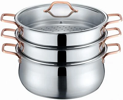 CONCORD Premium Stainless Steel Tier Steamer w/Rose Gold Handles 22cm - Image 1 of 4