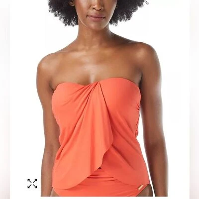 Camiseta tankini drapeada sin tirantes talla pequeña VINCE CAMUTO para mujer Foto 1 de 4