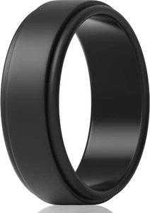 Silicone Wedding Rings for Men - Step Edge Sleek Design Rubber Engagement Ban... - Picture 1 of 1