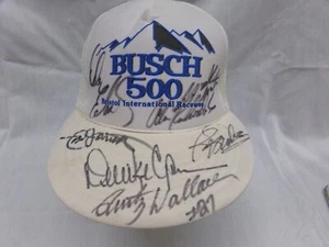 BUSCH 500 NASCAR Autograph Hat Signed Davey Allison, Dale Earnhardt Sr and More - Picture 1 of 9