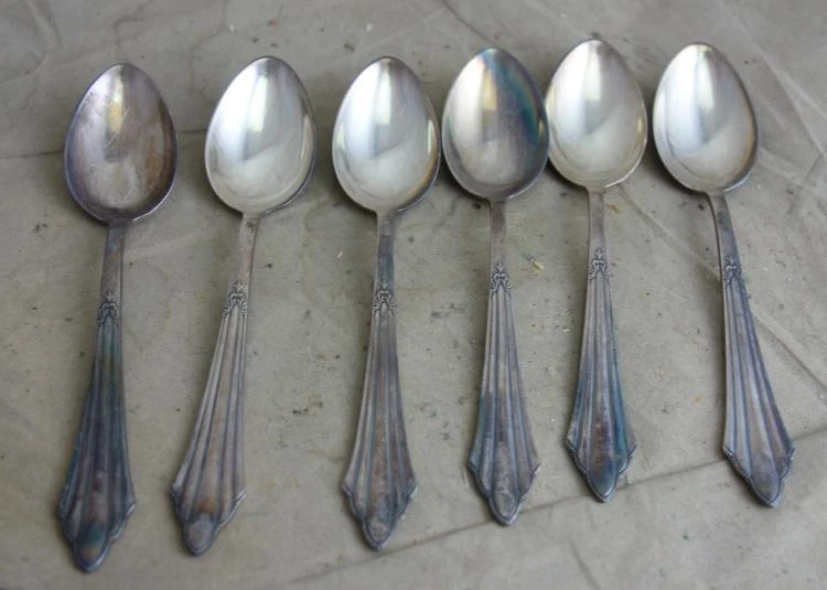 altes Silberbesteck WMF Fächermuster 6 Kaffeelöffel 13,9 cm - Bild 1 von 1