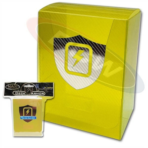 Max Protection CCG Gaming Card Deck Armor Box Transparent Yellow Lightning Bolt - Image 1 of 1