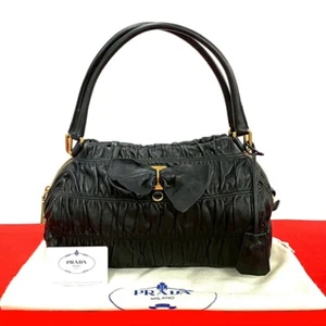 PRADA PRADA logo Handbag leather black 55763 - Picture 1 of 9