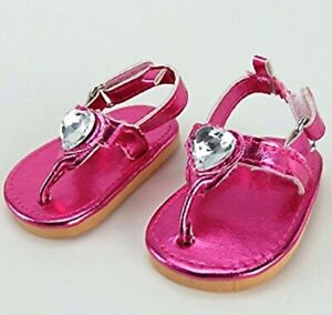 18 in Girl Doll Clothes Shoes Sandals Hot Pink Diamond Heart American seller