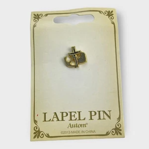 Autom 2013 Anstecknadel religiöse Brosche goldfarben Metall Kreuz Anker Herz - Bild 1 von 2
