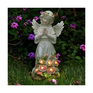 Garden Decor Angel Statue, Outdoor Patio Garden Sculptures & Statues, Solar Y... - Picture 1 of 7