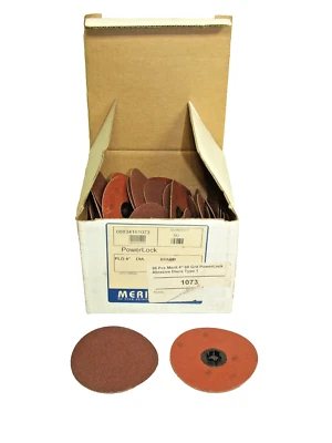 50 - MERIT QUICK CHANGE 4" POWERLOCK 60 GRIT ABRASIVE DISC TYPE 1   (1 BOX) - Image 1 of 4