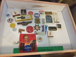 Junk Drawer Lot Pin Button Sterling Heights Junior Badges Sparky Leader Dog Rose - Picture 1 of 10