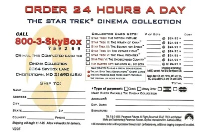 Star Trek  V295 ORDER CARD (EXPIRED) - Image 1 of 3
