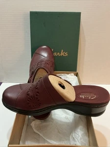 Clarks Bendables Women's Lexi Chestnut Sangria Leather Mule Clogs Size 7.5 M New - Picture 1 of 8