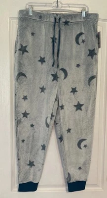 JOYSPUN 女式柔软睡衣睡眠休闲慢跑裤大号蓝色月亮星星全新带标签 — 第 1/4 张图片