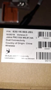 NEW JABRA PRO 935 DUAL CONNECTIVITY WIRELESS HEADSET 935-15-503-205 - Picture 1 of 1