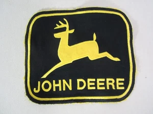 Vintage JOHN DEERE Tractor Yellow Black Large 8" x 7"  Logo Patch - Picture 1 of 7
